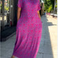🔥50% discount🔥Diamond Neck Pink Purple Floral Print Dress