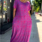🔥50% discount🔥Diamond Neck Pink Purple Floral Print Dress