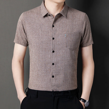 🔥Hot Sale🔥Men's Soft Solid Color Short Sleeve Lapel Shirt（50% OFF）