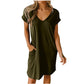V-Neck T-Shirt Dress With Pockets