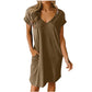 V-Neck T-Shirt Dress With Pockets