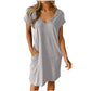 V-Neck T-Shirt Dress With Pockets