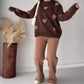 Heart Printed Sweatshirt & Sweatpants 2-Piece Set