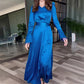 👗Elegancka damska sukienka maxi z paskiem w talii