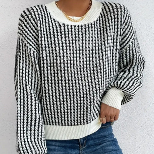 【S-XL】💞Damski sweter z dzianiny w prążki