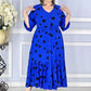 💖Elegancka sukienka w kropki plus size z dekoltem w szpic