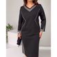 🌷Elegancka damska sukienka patchworkowa z dekoltem w serek
