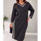 🌷Elegancka damska sukienka patchworkowa z dekoltem w serek