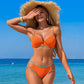 🎊🏖️Essential na plażę👙 Strój kąpielowy damski z krawatem w jednolitym kolorze, zestaw 2 części💞