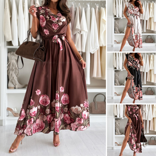 🔥👗Eleganckie sukienki damskie z nadrukiem i dekoltem w serek