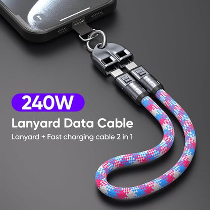 🔥📱 2 w 1 smycz do telefonu komórkowego, kabel do szybkiego ładowania i transmisji danych
