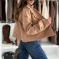 Women's Solid Color Warm Lapel Crop Jacket
