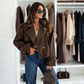 Women's Solid Color Warm Lapel Crop Jacket
