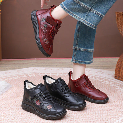 Damskie antypoślizgowe ciepłe botki z podszewką ze sztucznego futra