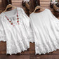 Women's cotton linen loose embroidered top